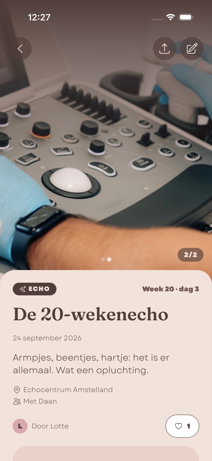 Een echo met datum en details in Littlestep
